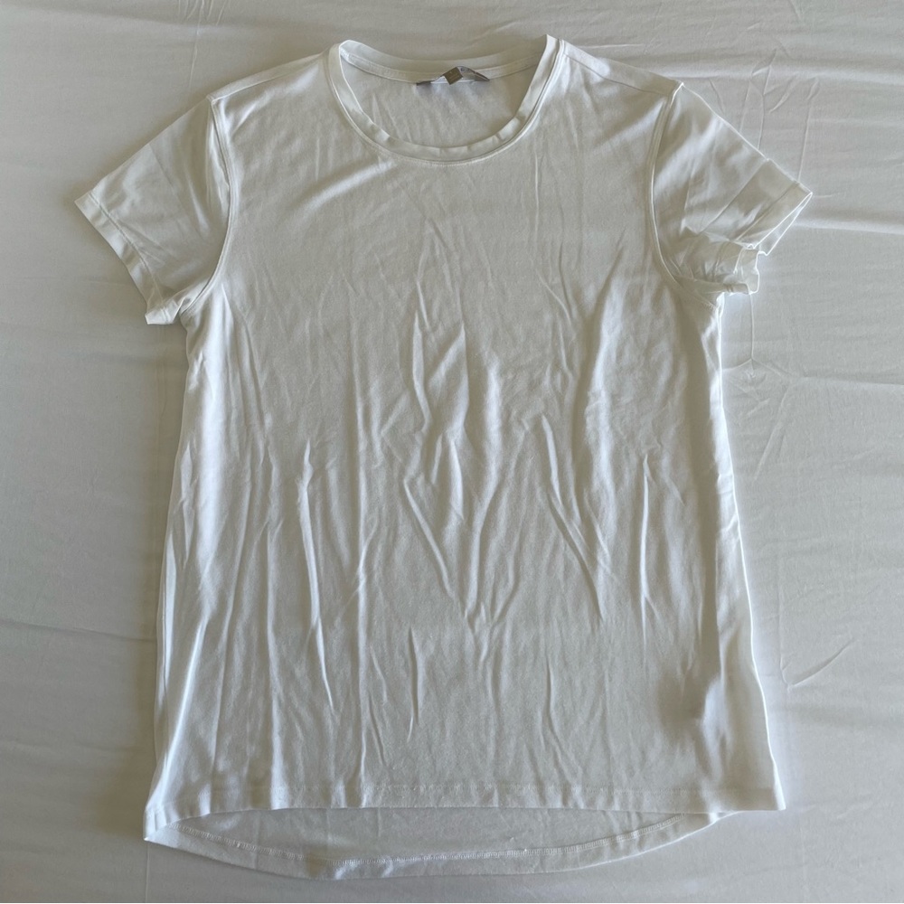 ‼️SOLD‼️ Athleta Size Large White Mesh Sleeve T-shirt